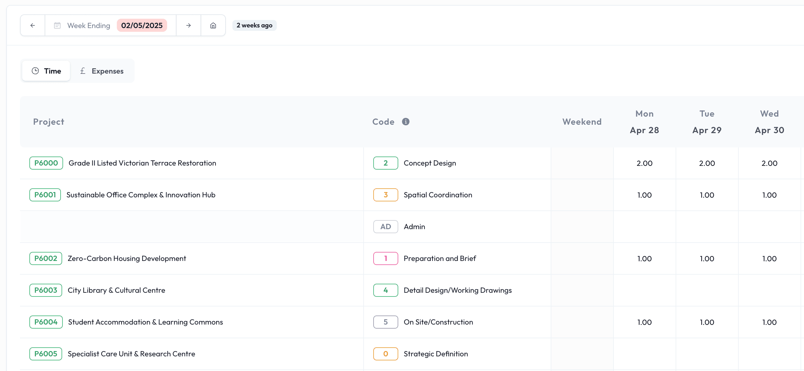 Timesheets & expenses screen